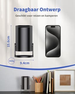 SnelShoppen - Draagbare Mini Beamer Projector met Wi-Fi 6 en Bluetooth 5.4, Automatische Keystone, Draadloos Schermspiegelen voor Android/iOS, Zwart, — thumbnail 3