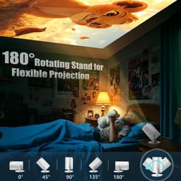 SnelShoppen - Mini Beamer 1080P met Android TV, WiFi 6 & Bluetooth 5.2, Compacte Projector met 180° Rotatiefunctie voor Feest, Camping en Thuisgebruik — thumbnail 5
