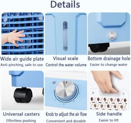 Draagbare Airco - Ventilator Koeler - Kamer Koelen - Grote Watertank - 80CM - Mechanisch — thumbnail 5