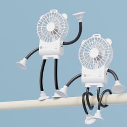 Tafelventilator Robotvorm - Persoonlijke Koeler - Frisse Lucht Creëren - Zuignap Bevestiging - 16.7 cm Breed - Wit — thumbnail 2