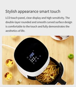 Slimme Heteluchtfriteuse - Olievrije Frituurpan - Gezond Koken - Touchscreen Bediening - 3 Liter - Rood — thumbnail 2