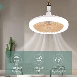Plafondventilator met licht - Ventilatorlamp Kamer - Verbeterde Luchtcirculatie - Geruisloze Luchtstroom - 24.7 x 24.6 x 12.8 cm - Lichtgeel — thumbnail 2