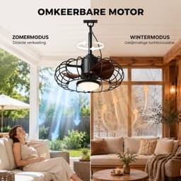Rosnek IP65 Waterdichte Hangende Tuinventilator met LED Ø 50 cm - Plafondventilator met Lamp Buiten Dimbare - Plug-in Gazebo Fan met Lamp - Plug-in - Remote & App Control - Caged Design - Stille DC-Motor 6 Snelheden - Zwart — thumbnail 5