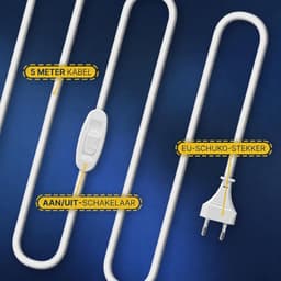 Camping Ventilator - Mobiele Plafondventilator - Hangventilator - Ø 40 cm - Draagbaar en Stil - Met Ophanghaak - 5 Meter XXL-Kabel met Schakelaar - 4 Afneembare Ventilatorbladen - 5 Watt - Wit - Ideaal voor Camping, Tent en Caravan — thumbnail 2