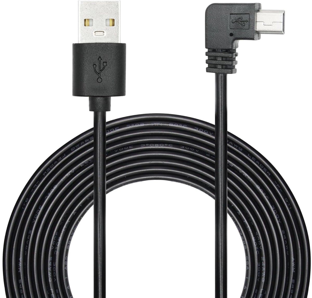 SnelShoppen - Micro USB Dashcam Voedingskabel 3,5 m, USB A Plug naar Micro USB Plug, 24AWG voor Dashcam, Achteruitkijkspiegel Camera, Zwart — afbeelding 1
