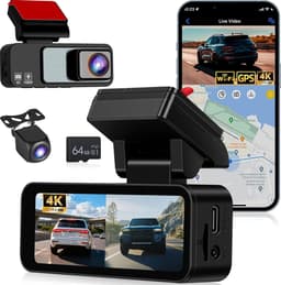 SnelShoppen - 4K Dual-Dashcam met Wifi en GPS, 3,16 inch IPS Autocamera, Voorzijde 4K + Achterzijde 1080P, Nachtzicht, Loop-opname, G-sensor, 24-Uurs — thumbnail 1