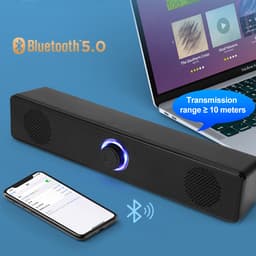 350TS lange Bluetooth-speaker voor computer – USB-aansluiting, volumeknop, bedrade audio en subwoofer — thumbnail 4