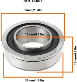 SnelShoppen - 2Stuks Grasmaaier Voorwiel Lager 604845 19x35/38x13mm Compatibel met Diverse Grasmaaiers — thumbnail 3