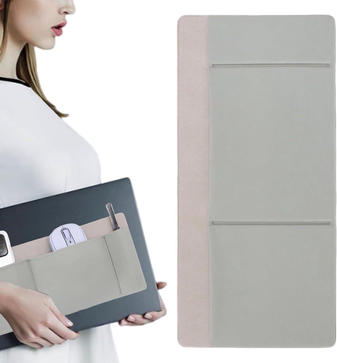 Harde schijf houder - Mobiele organizer - Werkplek optimaliseren - Drie handige vakken - 27 x 13 cm - Grijs — afbeelding 1