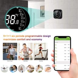 Slimme thermostaat - Kamerthermostaat - Verwarming regelen - Programmeerbaar - 51 mm display - Zwart — thumbnail 3