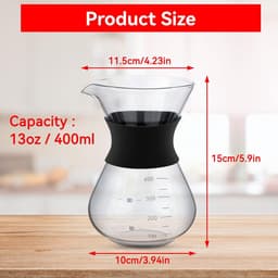 Dailygoods- Koffiepot 400 ml - Glazen Koffiezetapparaat - Herbruikbaar Filter Roestvrij Staal - Handmatige Koffiedruppelaar - Borosilicaatglas - Gepersonaliseerde Koffie — thumbnail 2