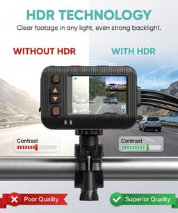 Motor Dashcam - Dubbele Lens Camera - Veilig Rijden - IP67 Waterdicht - 2 Inch Scherm - Zwart — thumbnail 5