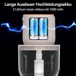 Deze groentesnijder, snoerloze elektrische keukenmachine en miniblender wordt geleverd met een glazen kom van 600 ml en kan worden gebruikt voor het verwerken van vlees, groenten, uien, knoflook, fruit en noten. — thumbnail 4