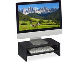 beeldscherm verhoger - met vak - 14 x 40 x 23,5 cm - bureau - zwart
