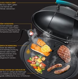 KESSER® Elektrische Barbecue XXL 2in1 Tafelgrill 2400W - Staande BBQ Grill met deksel en Thermometer Grillplaat - Zwart — thumbnail 5
