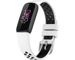 Siliconen Smartwatch bandje - Geschikt voor Fitbit Luxe sport band - wit/zwart - Strap-it Horlogeband / Polsband / Armband
