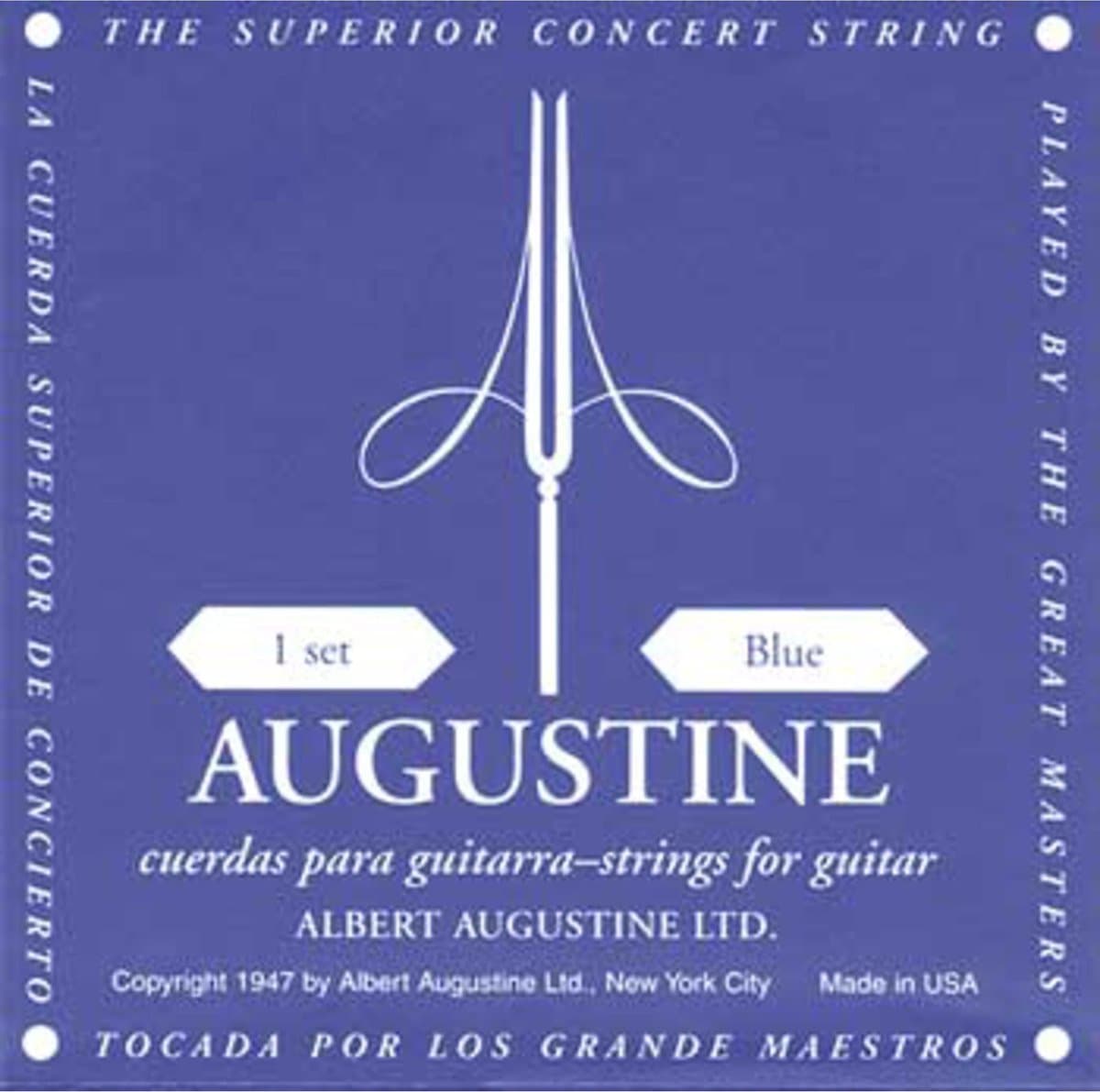 Snarenset klassieke gitaar - Augustine AU-CLBU - Blue - Regular trebles - High tension basses — afbeelding 1