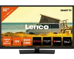 Lenco LED-3263BK (V2) - 32" Android Smart TV met 12V Auto Adapter - Zwart