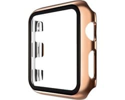 Hoesje geschikt voor Apple Watch 44MM - Bumper hoesje - Screenprotector - TPU - Rose Goud