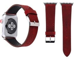By Qubix - Geschikt voor Apple Watch bandje - Dot Pattern Leren bandje - Rood - Geschikt voor Apple Watch 44mm / 45mm / 46mm / 49mm (Ultra 1,2 en 3) - Smartwatch bandje - leren smartwatchbandje - Horlogebandje