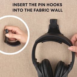 Muur hoofdtelefoon standaard voor kantoor - Ruimtebesparende houder voor bureau en werkdecor - Zwart — thumbnail 2
