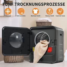 Re-purelife® Compacte Wasdroger met Afvoer voor Kleine Ruimtes - 3 kg Capaciteit (uitbreidbaar tot 4,5 kg) - 5 Programma's - Energieklasse G - Geschikt voor Opbouw of Opstelling - Stille Werking - 49.5*43.5x59.5 cm - Grijs — thumbnail 19