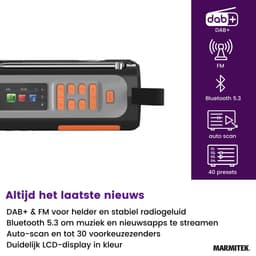 Marmitek RESQ 200 Noodradio – opwindbare en solar radio met DAB+, kleurenscherm en 360° LED-licht – Powerbank 4500 mAh (laden met 10W) – Waterbestendig en robuust – SOS-alarm – Ideaal voor camping, outdoor en noodpakket/noodsituaties — thumbnail 4