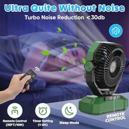 Oplaadbare Draagbare Ventilator met 20000 mAh - Oscillerend, 5 Snelheden, 8 Timerinstellingen, 3 Kleuren LED-lantaarn — thumbnail 3