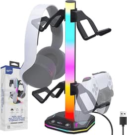 RGB Gaming Headset Houder met 10 Verlichtingsmodi en USB Type-C Opladen — thumbnail 1