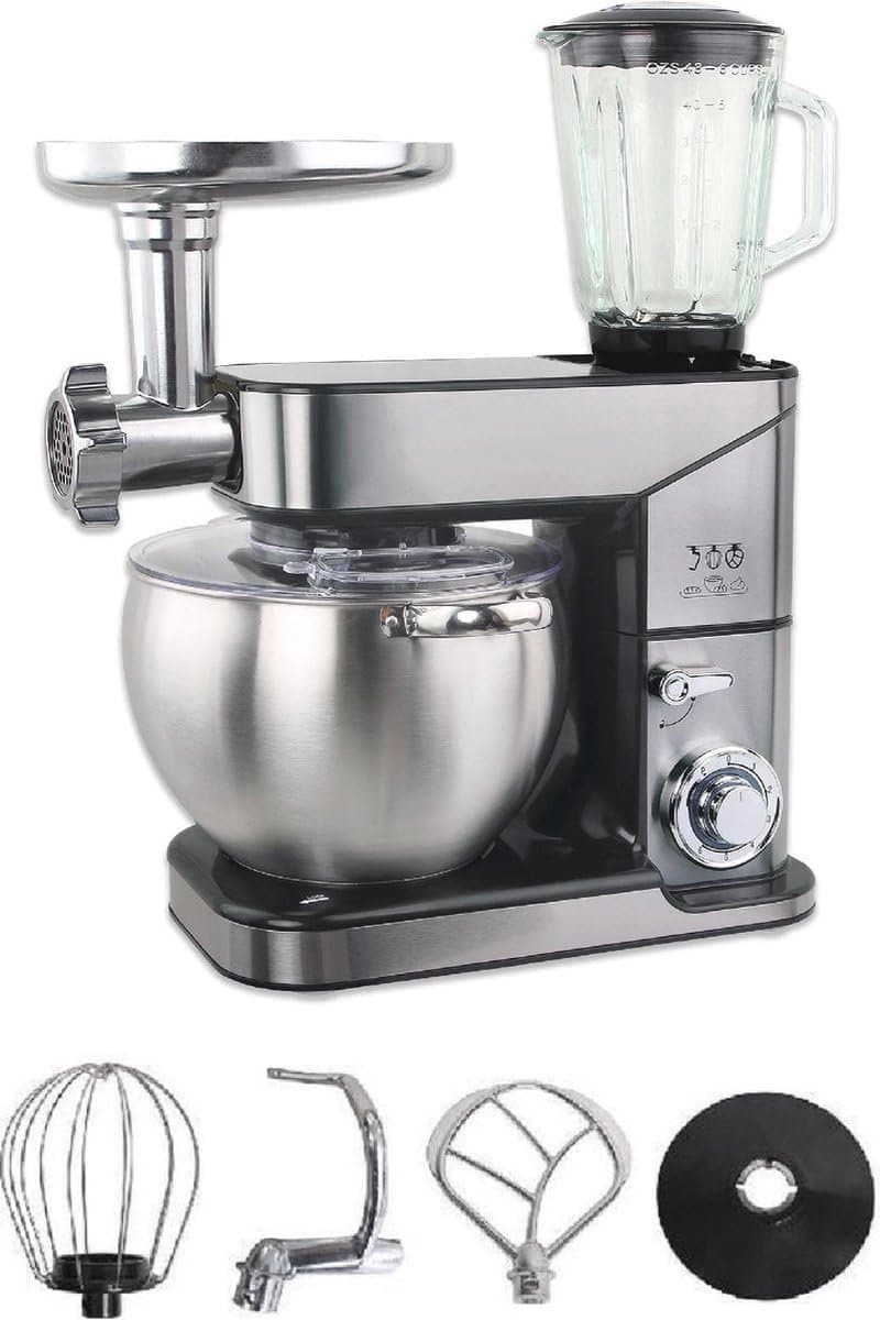 Multifunctionele 3-in-1 Keukenrobot met Hakmolen, Blender en Kneedmachine - 2000W, 12L, Grijs — afbeelding 1
