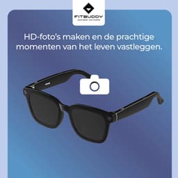 Fitbuddy AI Smart Glasses – Slimme Bluetooth Zonnebril met AI Beeldherkenning, Vertaalfunctie, Speakers & Microfoon – Touchbediening – iOS/Android – Zwart — thumbnail 5