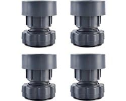 De wasmachine heeft 4 in hoogte verstelbare poten.