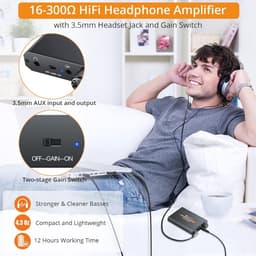 Draagbare 3,5 mm Hoofdtelefoonversterker met Tweestaps Versterkingsschakelaar — thumbnail 3