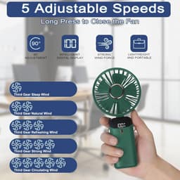 Draagbare USB-oplaadbare Handventilator met 5 Snelheden en LED-display — thumbnail 3
