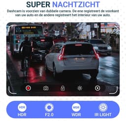 Dashcam voor auto - Dual Lens - WIFI & APP - Full HD - 170° Groothoek - Beweging Detectie & Parkeer Modus - G-Sensor - Loopopname - Micro SD 32GB — thumbnail 5
