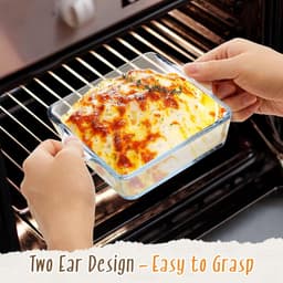 Set van 2 Glazen Ovenschalen Vierkant Klein 13x13 cm met Handvat - Geschikt voor Airfryer en Magnetron — thumbnail 5