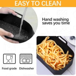 2-delige Airfryer accessoire pads - Siliconen Airfryer pads - Zwart - 19,5*16,5 cm — thumbnail 3