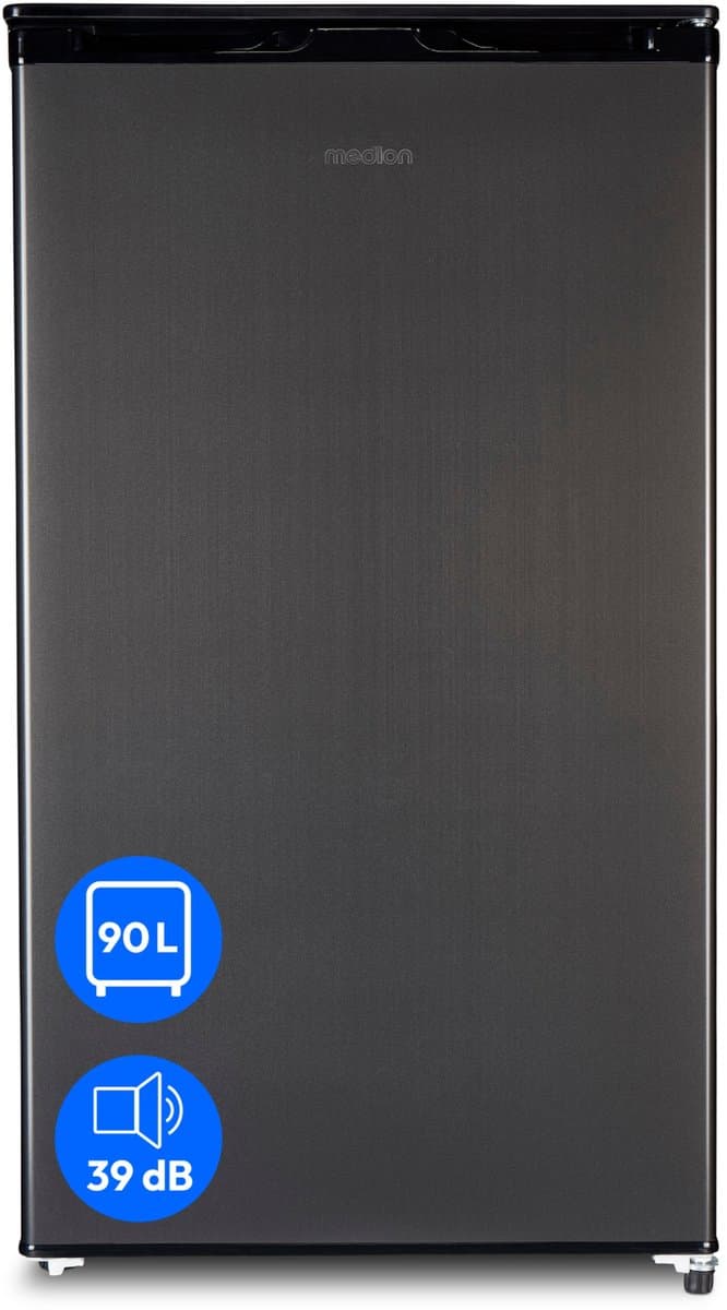 MEDION koelkast met ijsblokjescompartiment (90L totale nuttige inhoud 80L koelcompartiment 10L ijsblokjescompartiment, transparante groentelade, vrijstaand, verwisselbaar deurscharnier, in hoogte vers — afbeelding 1