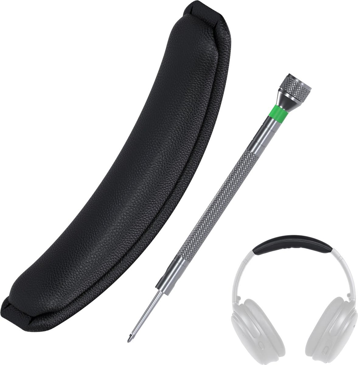 Vervangende Hoofdband voor Bose QuietComfort 35, 35 II, 45 (QC35, QC35 II, QC45) Hoofdtelefoon [Upgraded] van MMOBIEL – Protein PU Hoofdband – Hoofdtelefoon Hoofdkussen Cover Reparatie – Zwart — afbeelding 1