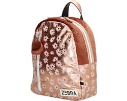 Zebra Trends Girls Rugzak - Metallic Pink - Bloemetjes - S - Schooltas - Meisjes Rugtas