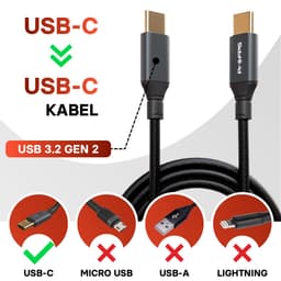 ProFPS USB-C naar USB-C Kabel 3M – Voor PlayStation 5 (PS5) – 240W – 20Gbps — thumbnail 3