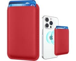 Magnetische pasjeshouder geschikt voor alle iPhone 16 / 16E / 17 / 17 Pro / 17 Pro Max / 17 Air - Magsafe Wallet - Kaarthouder pasjes - Magsafe Kaarthouder geschikt voor iPhone 16 | 16E | 17 | 17 Pro | 17 Pro Max | 17 Air - Pu Vegan Leer - Rood