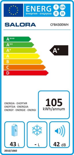 Salora CFB4300WH Mini koelkast - 43 liter inhoud - Vrijstaand - Statische koeling - Omkeerbare deur - Wit — thumbnail 5