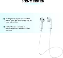 Somstyle Magnetische Band Geschikt Voor Apple Airpods 1, 2, 3, Pro 1 & 2 - Anti Lost Siliconen Strap - Koord - 80cm - Wit — thumbnail 2