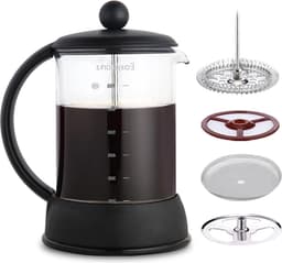 800ml Franse Pers koffiemaker - hittebestendig borosilicaatglas - zwart — thumbnail 1