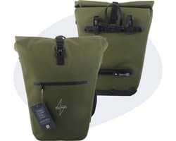 Voltano Luxe E-bike Fietstas Enkel 28L – Mos Groen – Pakaftas Met Laptop vak – 100% Waterdicht - Met Schouderband