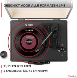 Retro platenspeler met speakers - Audizio RP114BK - Model 2025 - met PC software - Zwart — thumbnail 5