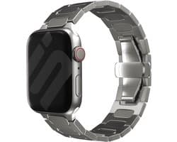 Strap-it Bullet titanium band - ultra licht smartwatch bandje - geschikt voor Apple Watch series 1/2/3/4/5/6/8/9/10/11/SE(2-3)/Ultra(2-3) - grote maten - 44mm / 45mm / 46mm / 49mm - titanium kleur