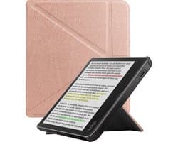 Hoes Geschikt voor Kobo Libra Colour - E-reader Bescherm Hoesje Case Sleep Cover Trifold - Hoes Geschikt voor Kobo Libra Colour Hoesje - Rosé Goud