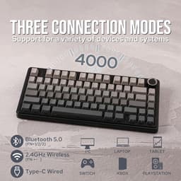 AULA F75 Pro - Draadloze Gaming Toetsenbord - Mechanisch - Zij Bedrukte toetsen - Gasket - Hot Swap - Tri mode - QWERTY Toetsenborden- 80 Keys - Zeerif zwart — thumbnail 4